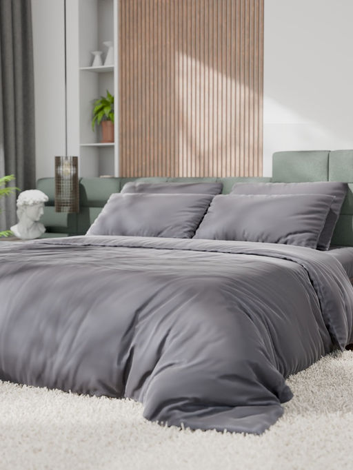 Постельное бельё 1.5-спальное «Этель», тенсель, серое