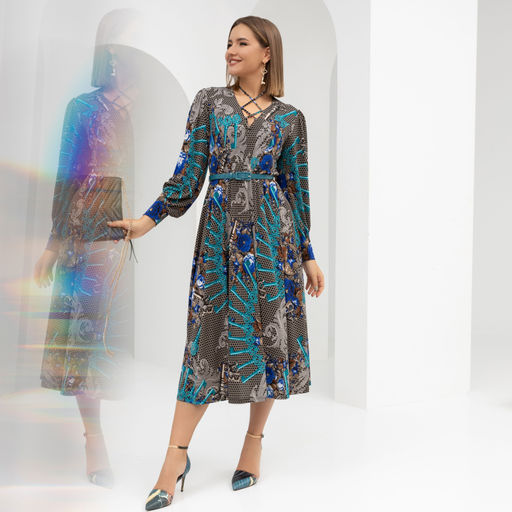 Платье Высокие требования (блю, с ремешком) - Charutti фото 6