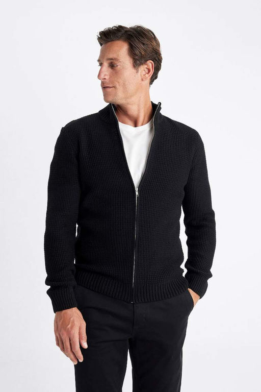 Вафельный кардиган стандартной посадки с водолазкой - Defacto фото 4