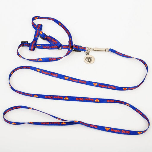 Комплект Super DOG, шлейка 26-39 см, поводок 120х1 см, медальон - Пушистое счастье фото 3