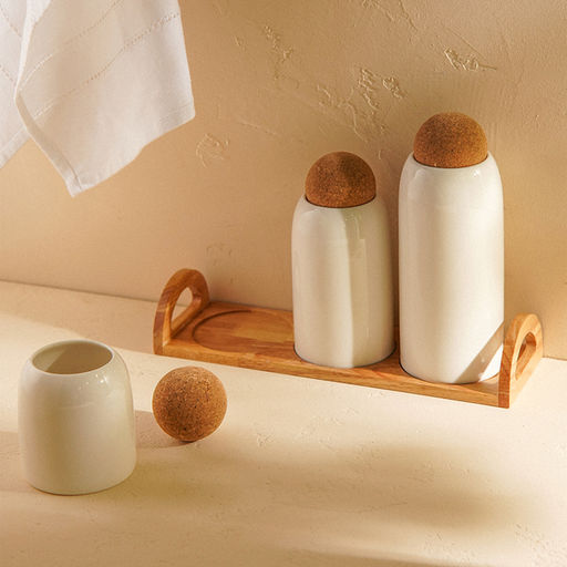 Банки для сыпучих SL Home Тренто, 450/700/900 мл, набор 3 шт., на деревянной подставке, фарфор, белые - Sima-land home фото 7