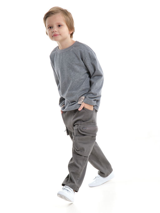 Толстовка для мальчика с шевроном 22-1124 темно-серый меланж - Mini maxi фото 6