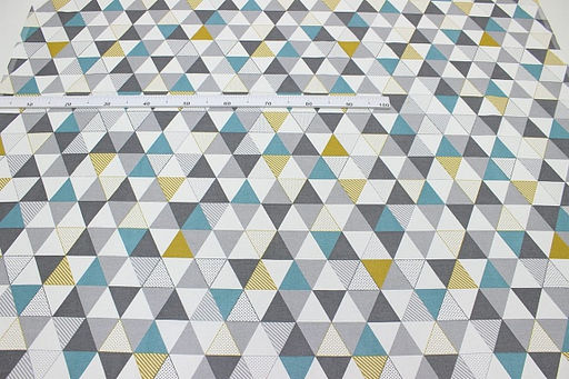 Рогожка Треугольный пэчворк цв.серый/бирюзовый, ш.1.5м, хлопок-100%,160гр/м.кв - Купава фото 3