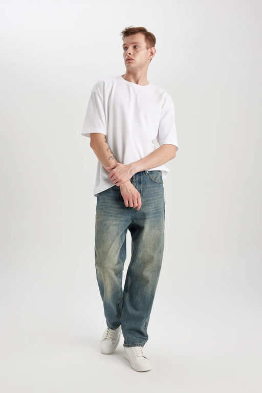 Джинсовые брюки Baggy Fit с широким узором и нормальной талией, широкие брюки - Defacto фото 4