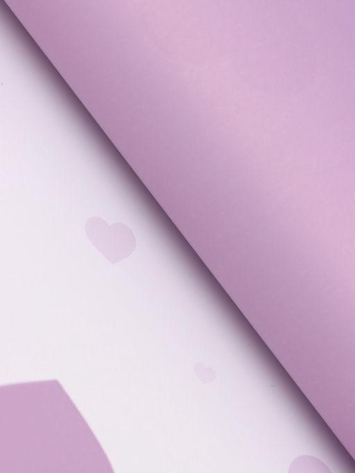 Цена за 20 шт. Пленка для цветов, «Сердца на белом», сиреневый, 57×57 см