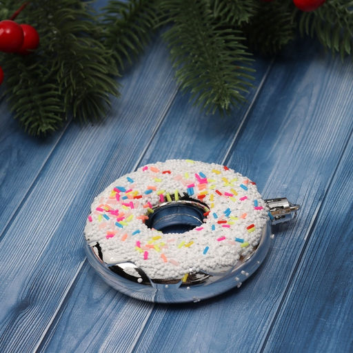 Ёлочные игрушки 2 шт. Пончик яркий 98 см, серебро - Зимнее волшебство фото 2