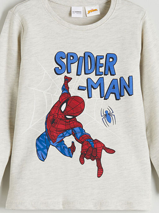 Bisiklet Yaka Spider-Man Bask?l? Erkek ?ocuk Pijama ?st?
