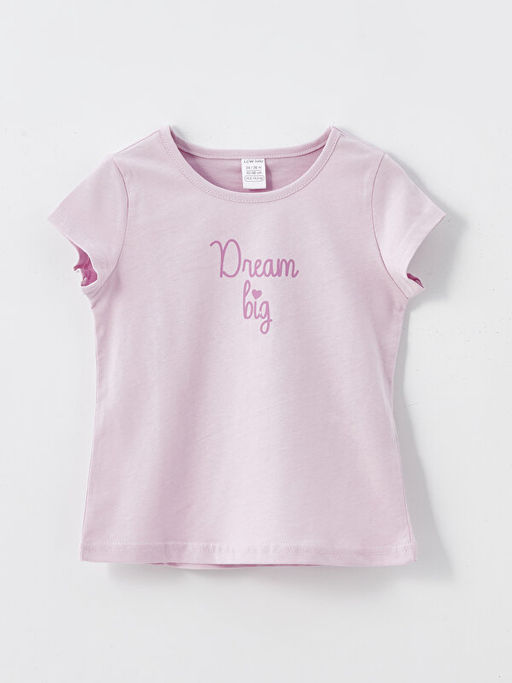 Bask?l? Bisiklet Yaka K?sa Kollu K?z Bebek Ti??rt 2li - Waikiki фото 3