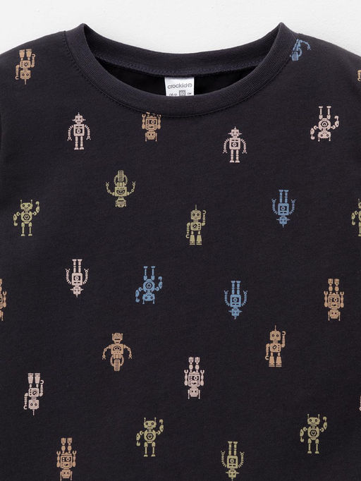 К 1561/угольный серый,цветные роботы пижама дет