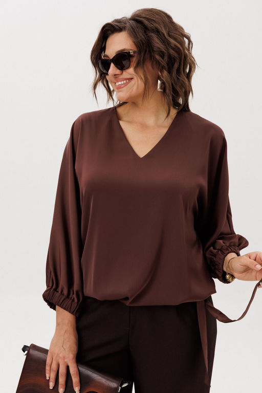 Блуза ANELLI 1662 бельгийский шоколад  фото 2