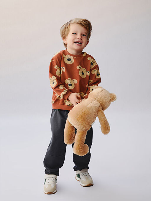 Bisiklet Yaka Erkek Bebek Sweatshirt ve E?ofman Alt 2li