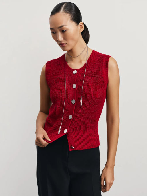 Вязаный жилет из хлопка / Zarina фото 7