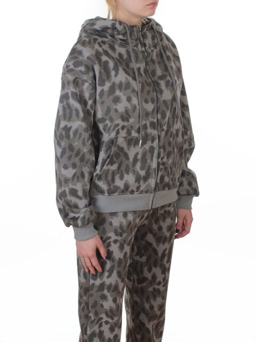 869-3 GRAY/LEOPARD Костюм спортивный зимний женский (95% хлопок, 5% полиэстер)