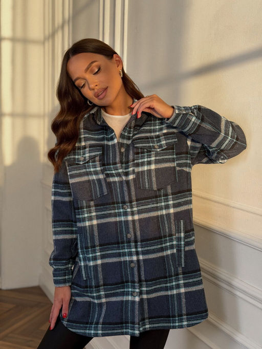 Рубашка DilanaVIP 2127 голубая клетка