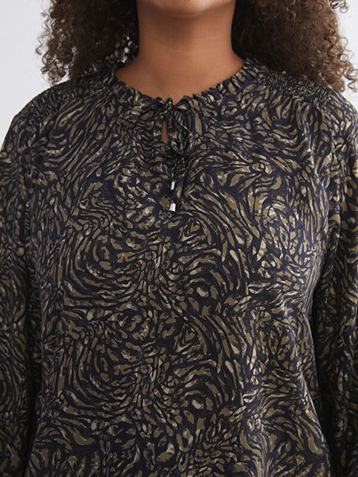 Ba?lamal? Yaka Desenli Bluz