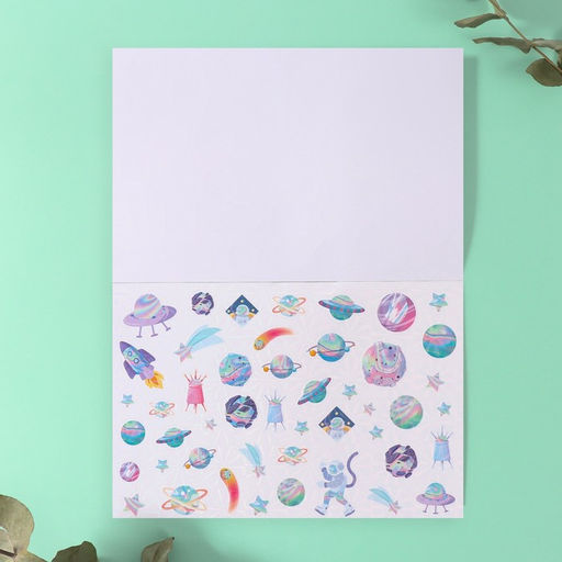 Наклейки в книжке «Космография», 3 фона, голография, 20.7×14.2 см