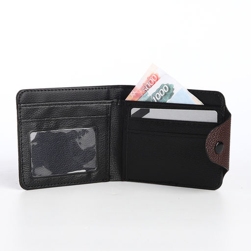 Портмоне мужское на кнопке, коричневое