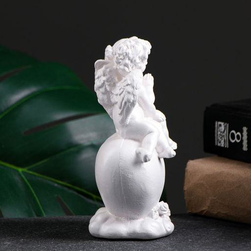 Фигурка гипс Ангелы на сердце, перламутровый, 14?8?6 см