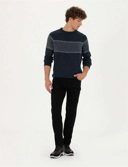 Lacivert Slim Fit Bisiklet Yaka Triko Kazak - Pierre cardin фото 4