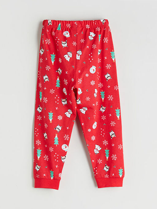 Beli Lastikli Y?lba?? Temal? K?z ?ocuk Pijama Alt?