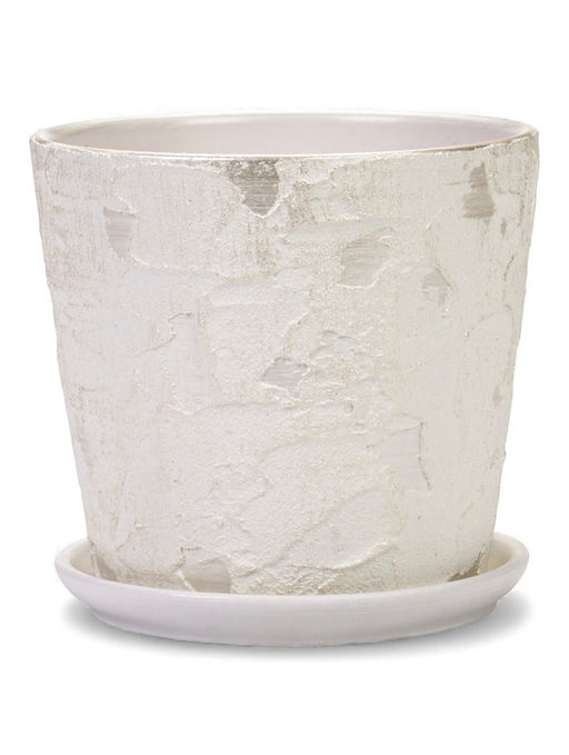 Горшок цветочный с поддоном 1,45 л, d15/h14 см белый керамика, "Венера" (М)