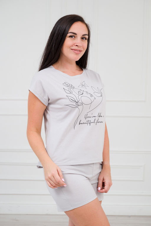 Пижама из кулирки женская Ника серый - Амадэль фото 4