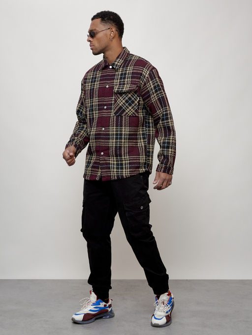 Ветровка рубашка мужская букле бордового цвета 58378Bo - Mtforce фото 12