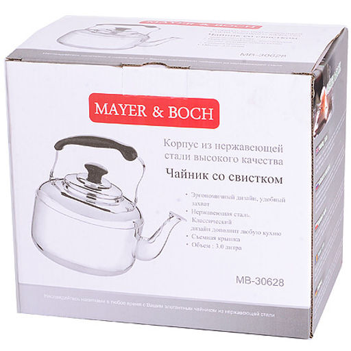 30628 Чайник со свистком 3,0л нерж/ст MB (х12) - Mayer&boch фото 4