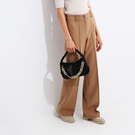 Сумка женская багет на молнии, 24×6×15.5 см, чёрная