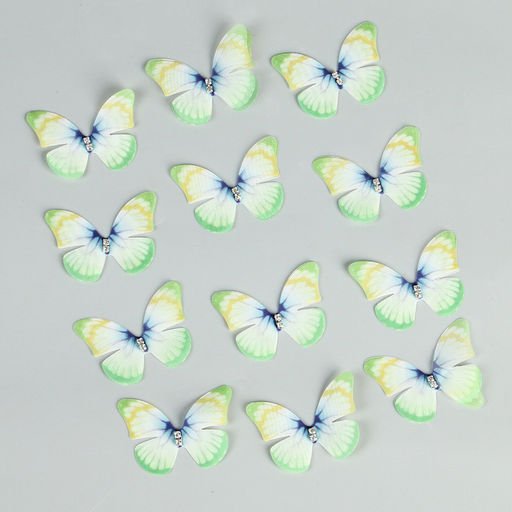 Декор для творчества «Бабочка», двухслойный, набор 12 шт., размер 1 шт. — 5×4 см, цвет зелёный