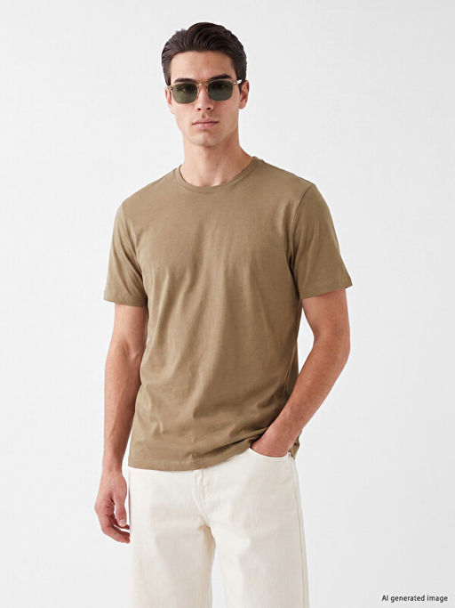 Regular Fit %100 Pamuk Basic Erkek Ti??rt 3l? - Waikiki фото 2
