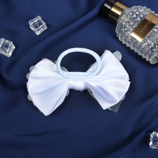 Цена за 6 шт. Бант для волос на резинке «Школьница. Стиль», цветы, 12 см, белый