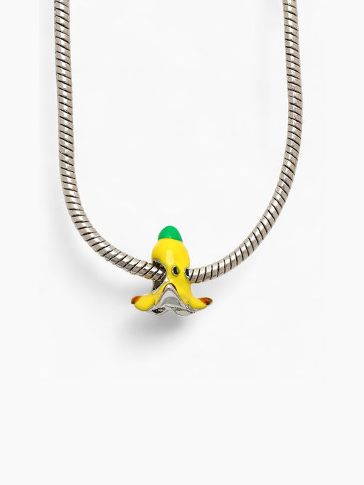 Цена за 5 шт. Шарм «Банан», жёлто-зелёный в чернёном серебре