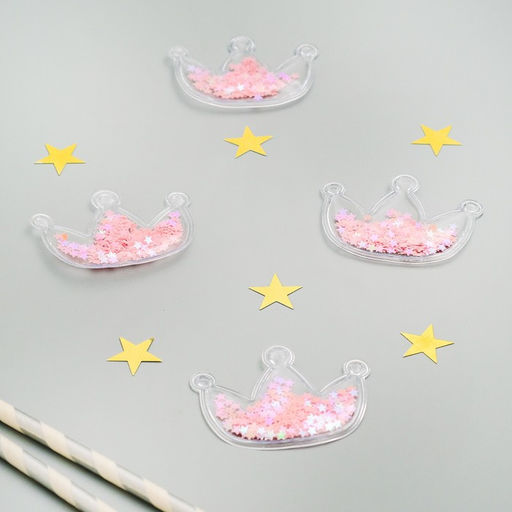 Декор для творчества «Корона» набор 4 шт., размер 1 шт.: 0.5×5×4 см, розовый