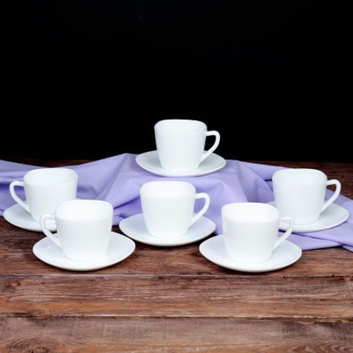 Чайный набор 12 предметов 250 мл белый квадратная форма А / FXB220/FBD220-6A (WHITE ) /уп.8/ цветная коробка - Галеонтрейд фото 4