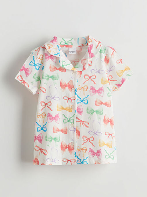 Kurdele Detayl? K?z ?ocuk ?ortlu Pijama Tak?m?