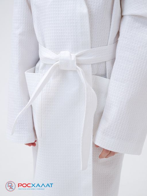 Детский вафельный халат с капюшоном белый В-07 (9)