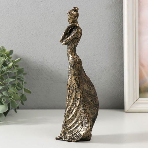 Фигурка полистоун «Девушка. Объятия», под металл, 11×7×22 см