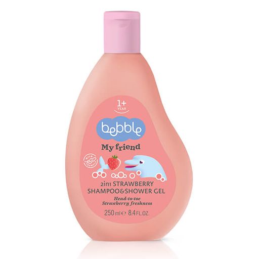 My Friend 1+ Шампунь и гель для душа 2в1 с ароматом КЛУБНИКИ Bebble 250 мл