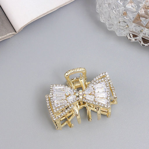 Цена за 6 шт. Крабик для волос «Дороти», бант двойной, 4 см, золото