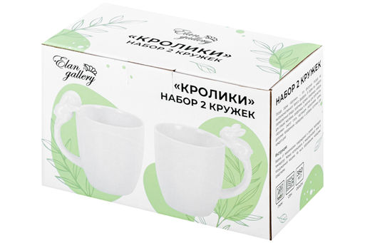 Набор 2 кружки Elan Gallery Кролики фарфор 350 мл 12×8,5×11,5 см  фото 9
