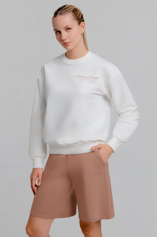 Арт. 5343 Костюм женский с шортами 42-50 (5 шт) Цвет:верх- белый, низ- кэмел - Калинка фото 7