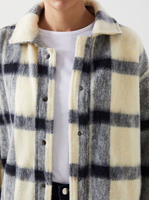 Ekose Oversize Kad?n Pel?? G?mlek Ceket