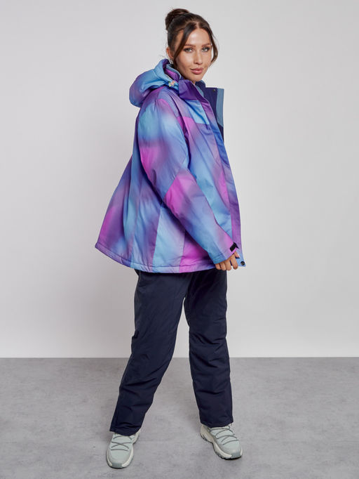 Горнолыжный костюм женский большого размера зимний фиолетового цвета 03936F - Chunmai фото 6