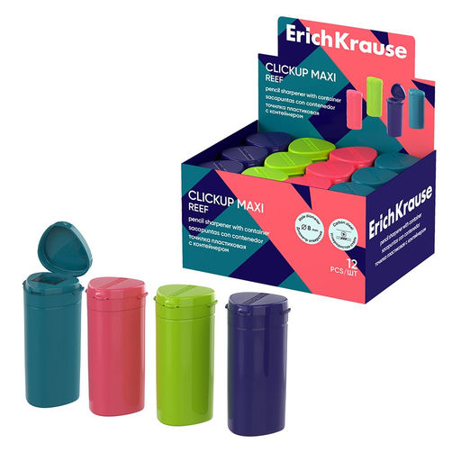 Точилка ErichKrause "ClickUp Maxi. Reef" (60070) 1 отверстие, с контейнером, цвет в ассорт.