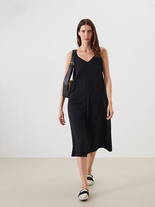 V Yaka Dokulu Ask?l? A Kesim Elbise