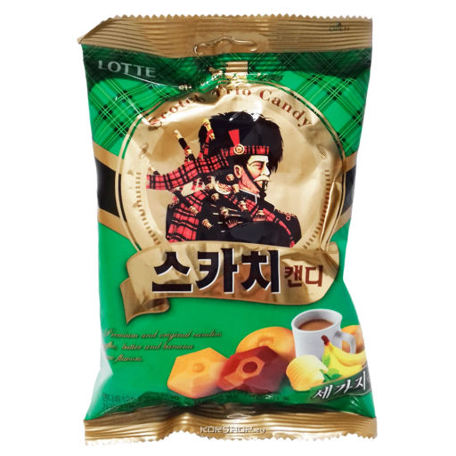 Леденцовая карамель (сливочная, банан, кофе) Trio Scotch Candy Lotte, Корея, 157 г