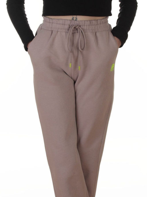 2617 GRAY/BEIGE Брюки спортивные утепленные женские (85% хлопок, 10% полиэстер, 5% спандекс)