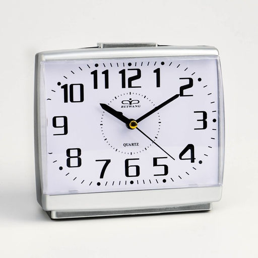 Будильник «Классика», дискретный ход, 14.3×6.5×13.2 см, от батарейки АА, серебро