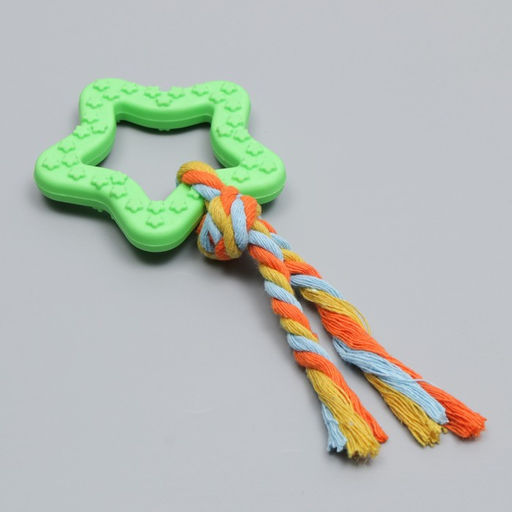 Игрушка жевательная с канатом Звезда с хвостом, зелёная - Пижон фото 3